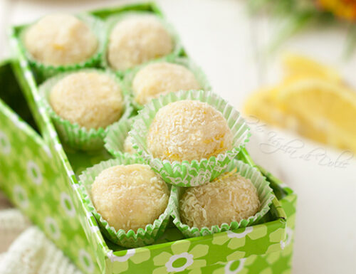 Tartufi al cioccolato bianco, cocco e limone