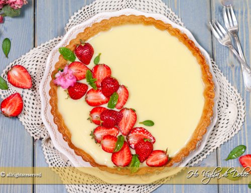 Crostata con ganache al cioccolato bianco e fragole